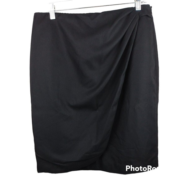 Worthington Dresses & Skirts - Worthington Skirt Womens Size 14 Black Straight Midi wrap style Front side zip
